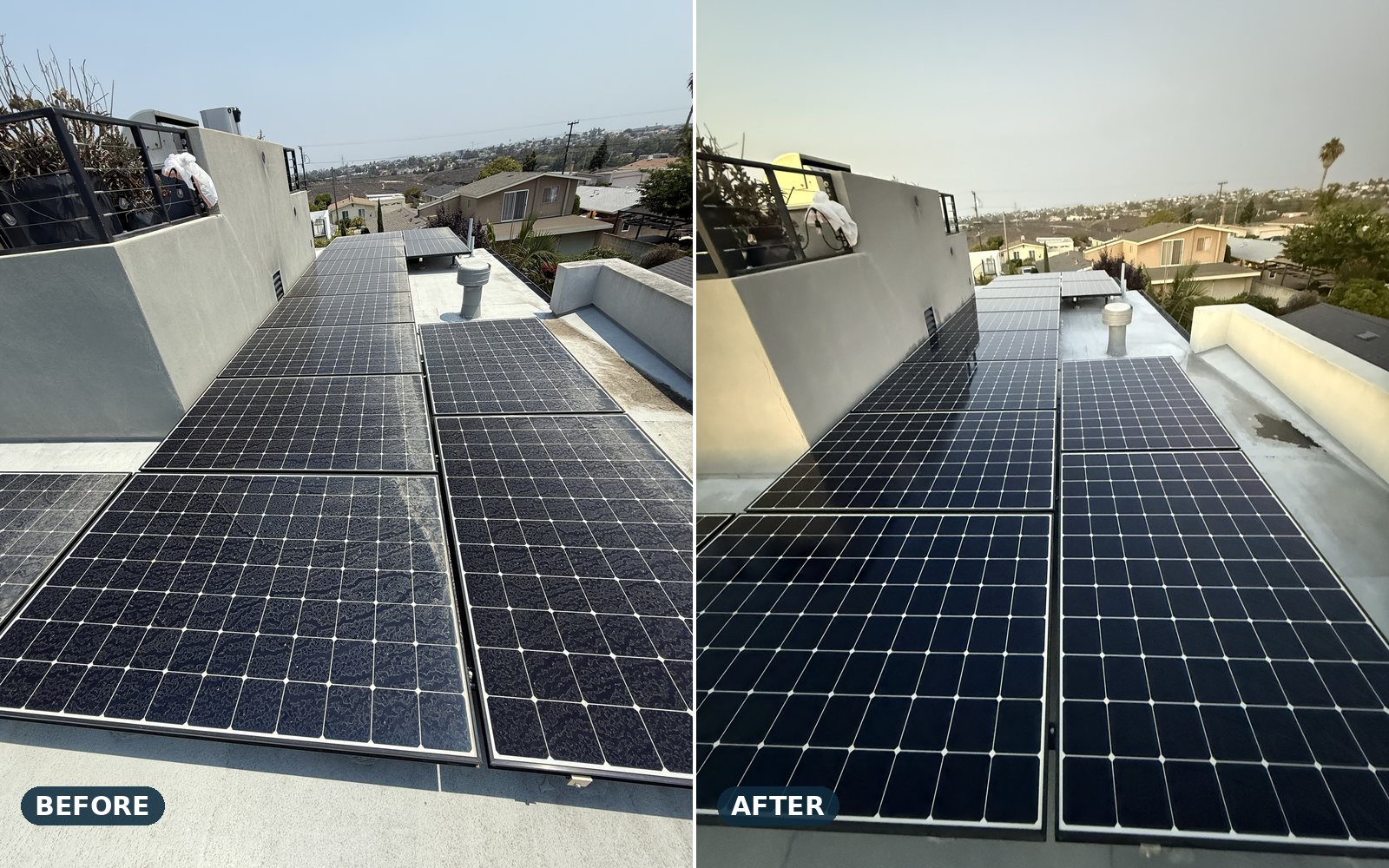 Rooftop solar panels, before and after
