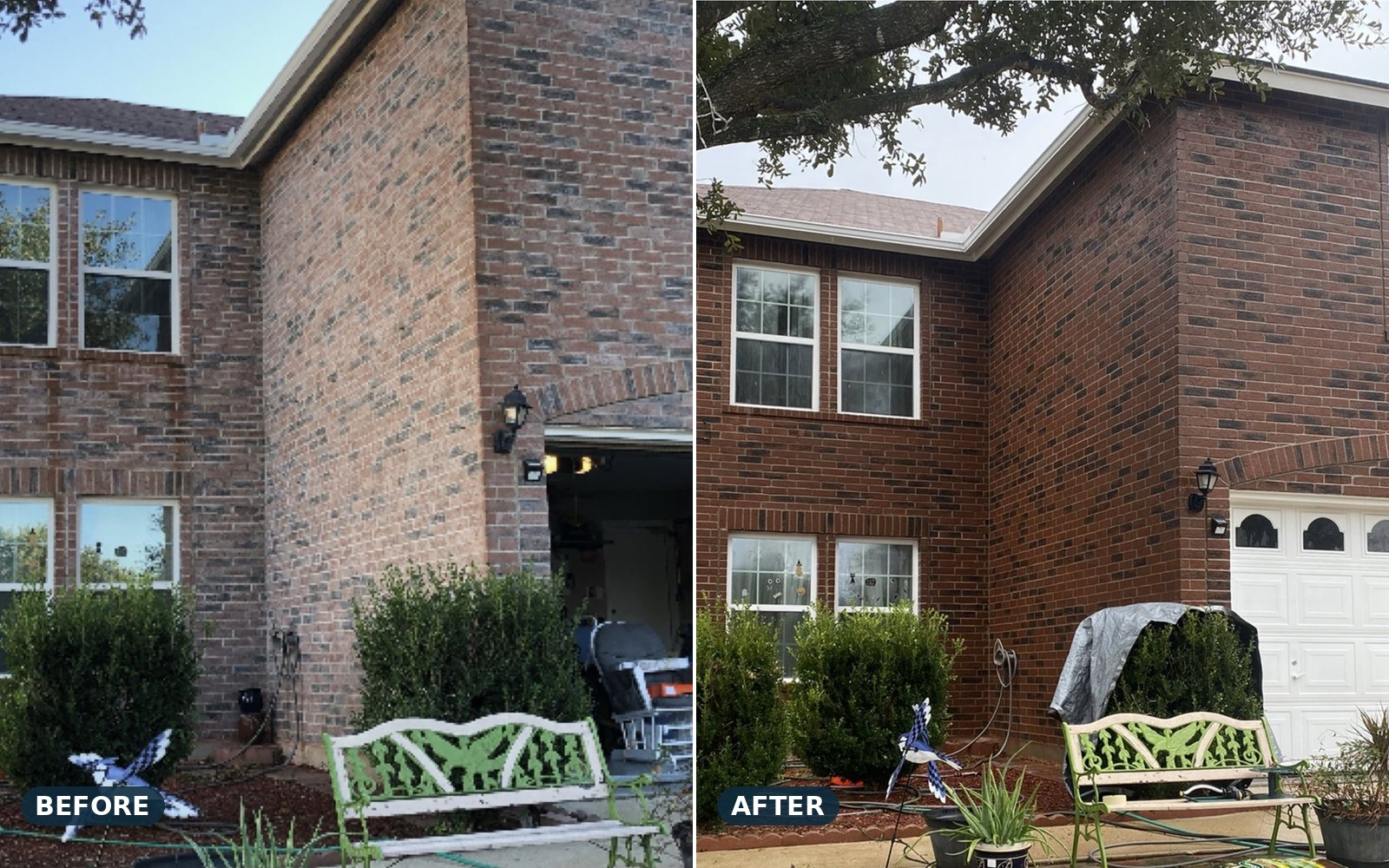 Brick house wash, before and after