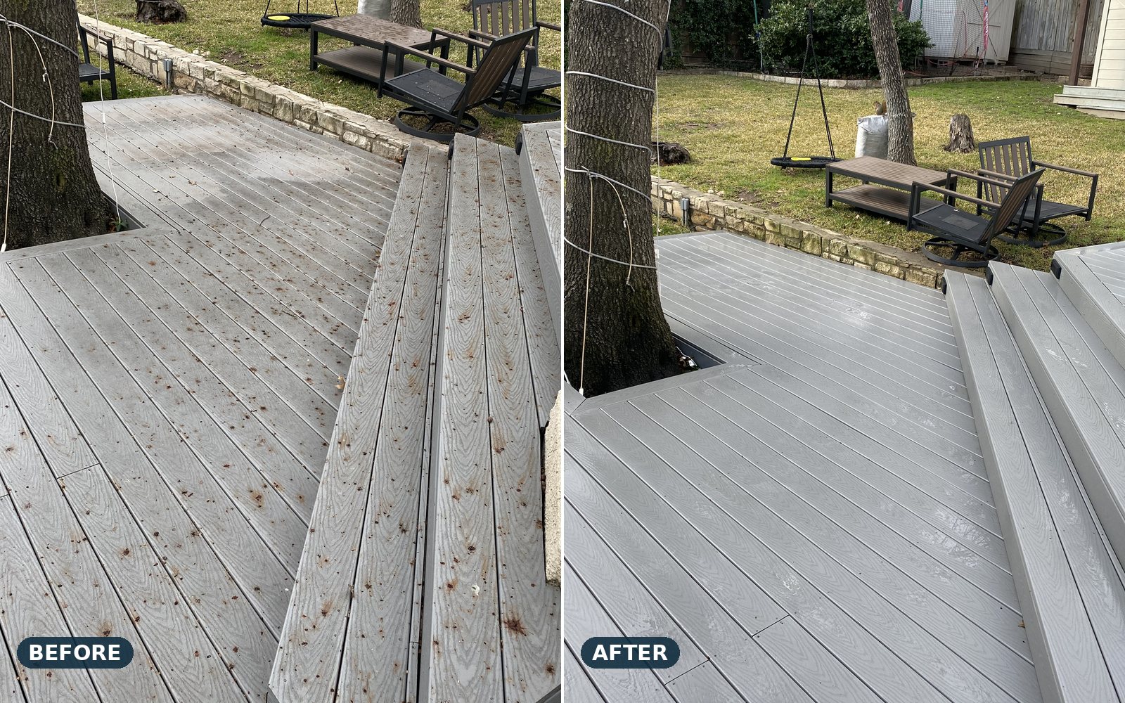 Composite deck, before and after